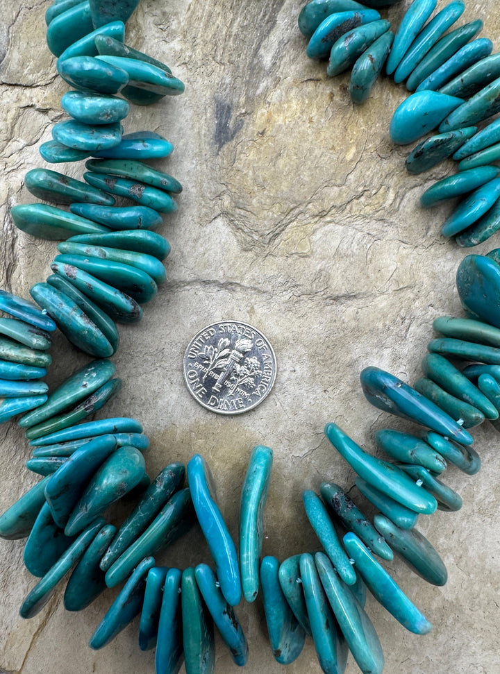 Hubei Turquoise (China) BIG Chunky Teardrop Tab Bead Strand