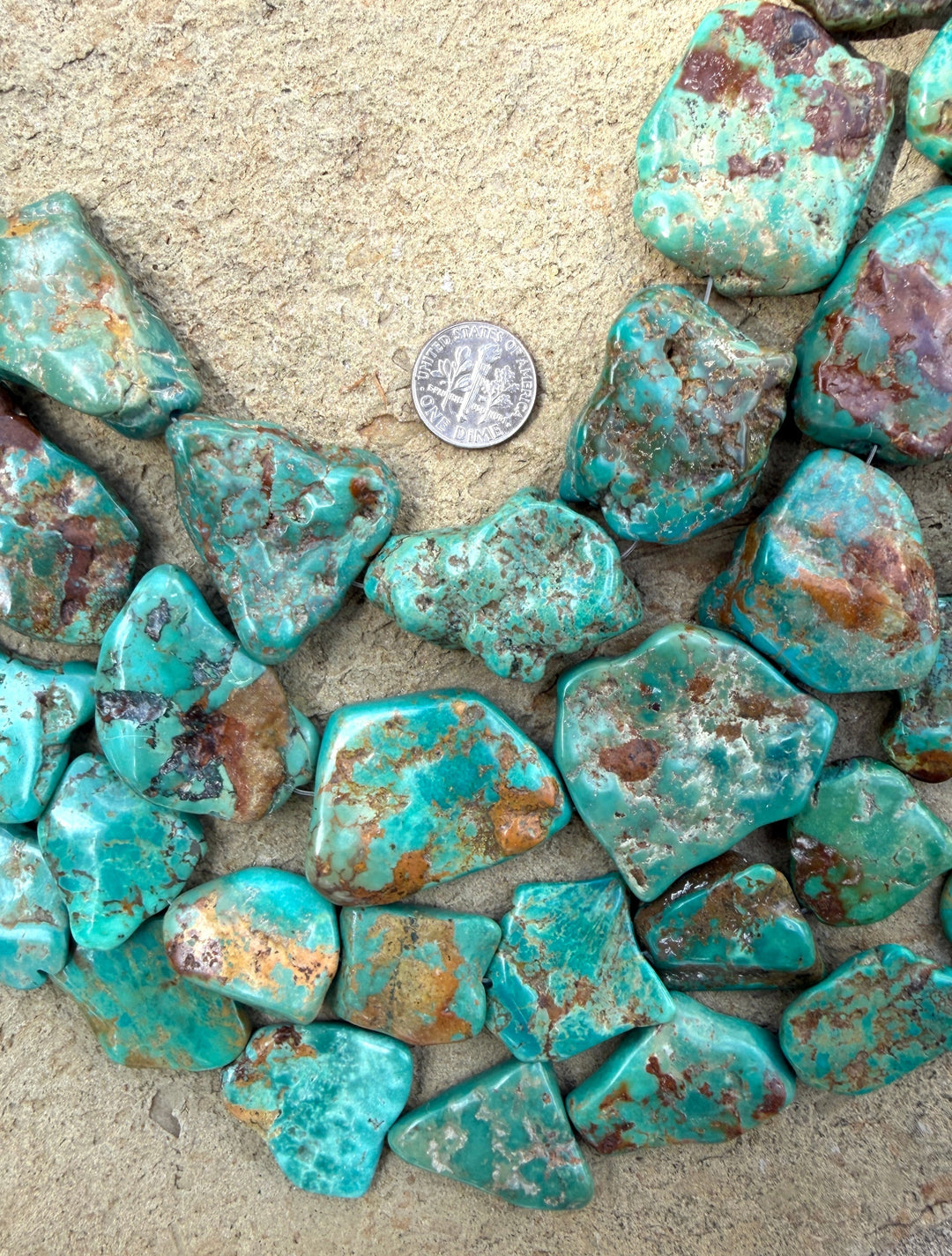 Hubei Turquoise (China) Extra Large Flat Nugget Beads