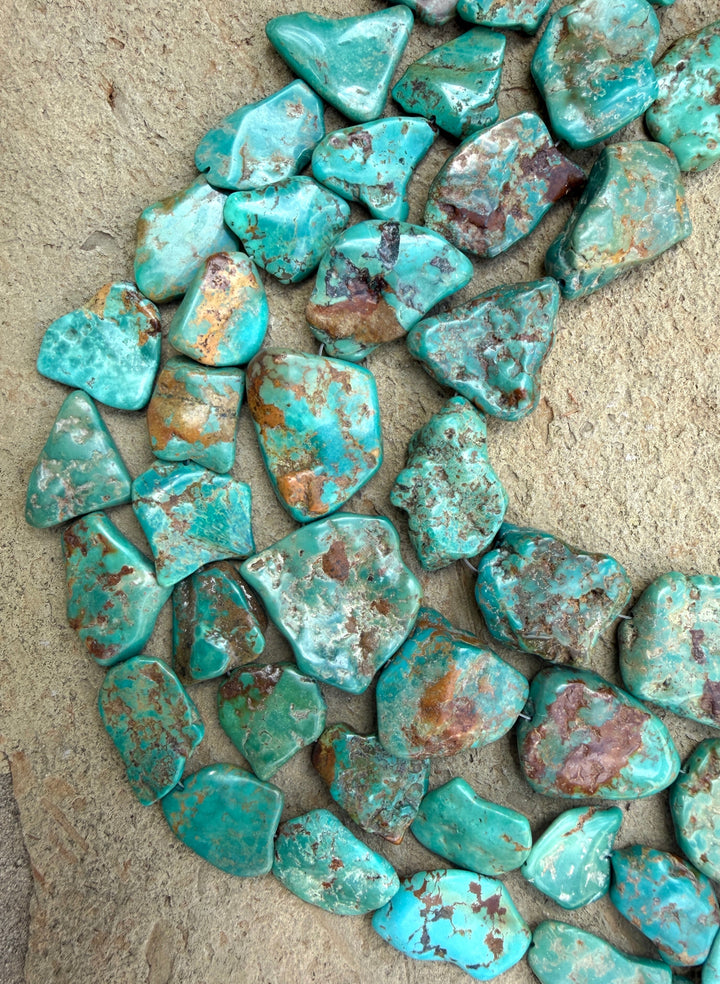 Hubei Turquoise (China) Extra Large Flat Nugget Beads