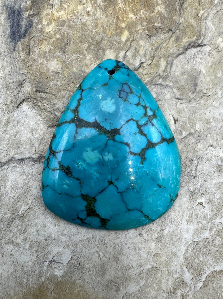 Hubei Turquoise (China) Focal Bead Pendant 30x37mm