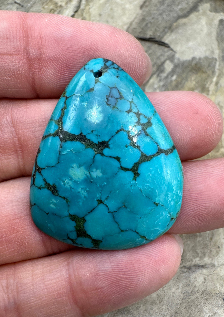 Hubei Turquoise (China) Focal Bead Pendant 30x37mm