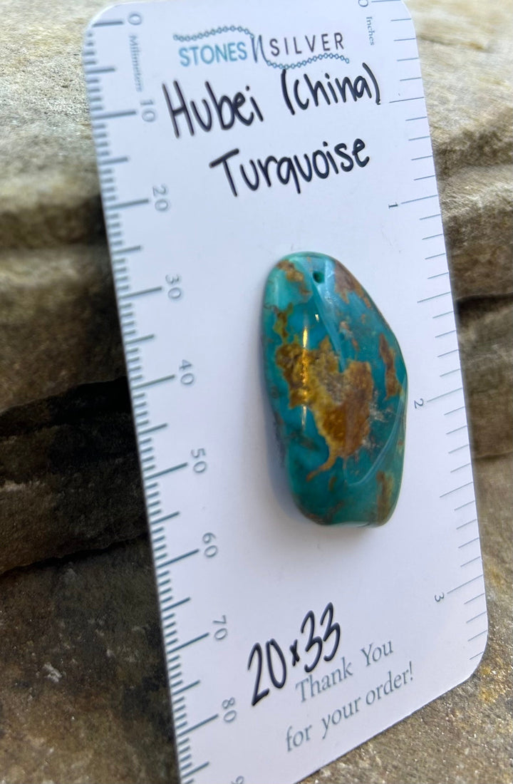 Hubei Turquoise (China) Focal Pendant Bead 20x33mm