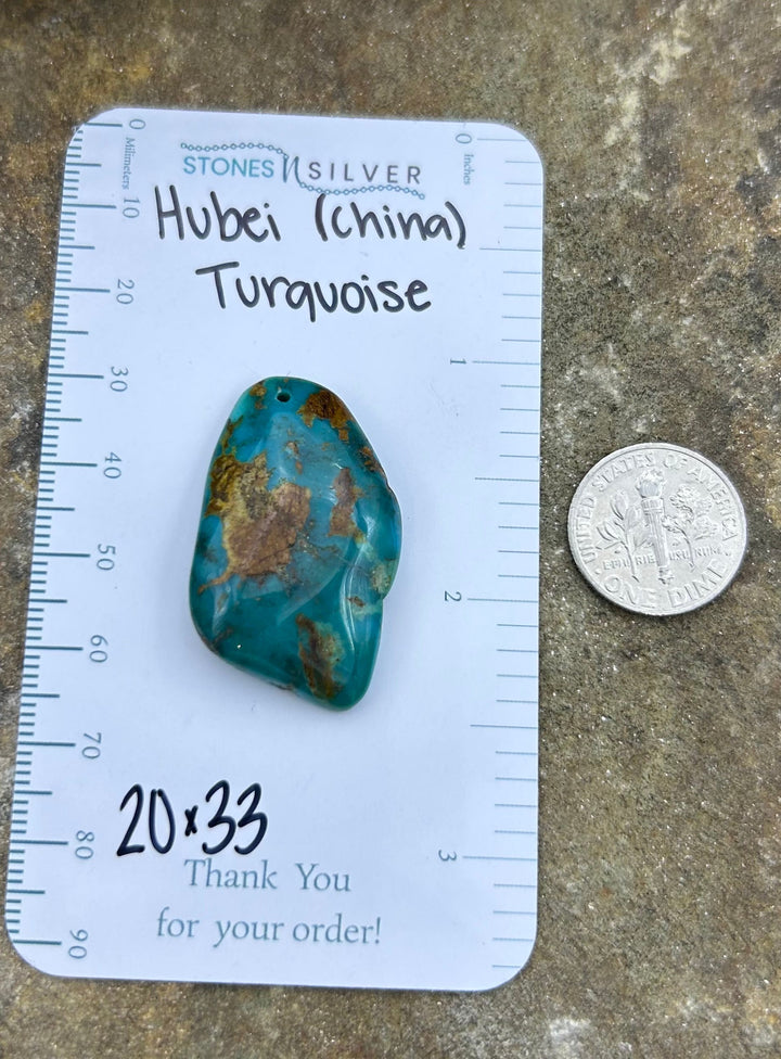 Hubei Turquoise (China) Focal Pendant Bead 20x33mm