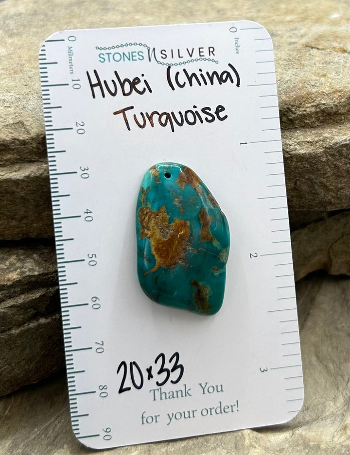 Hubei Turquoise (China) Focal Pendant Bead 20x33mm