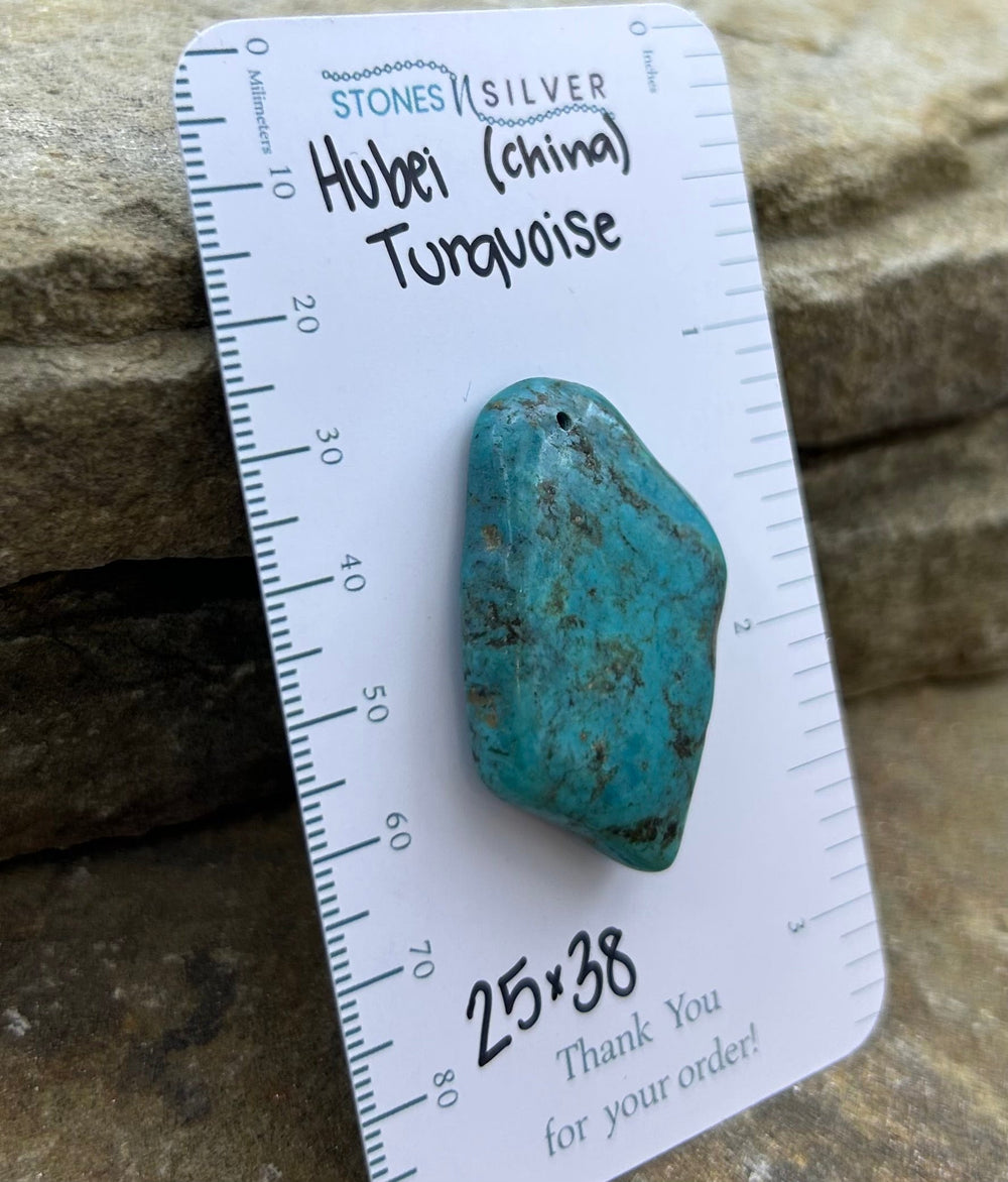 Hubei Turquoise (China) Focal Pendant Bead 25x38mm