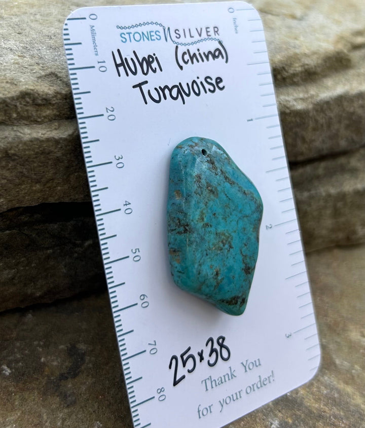 Hubei Turquoise (China) Focal Pendant Bead 25x38mm