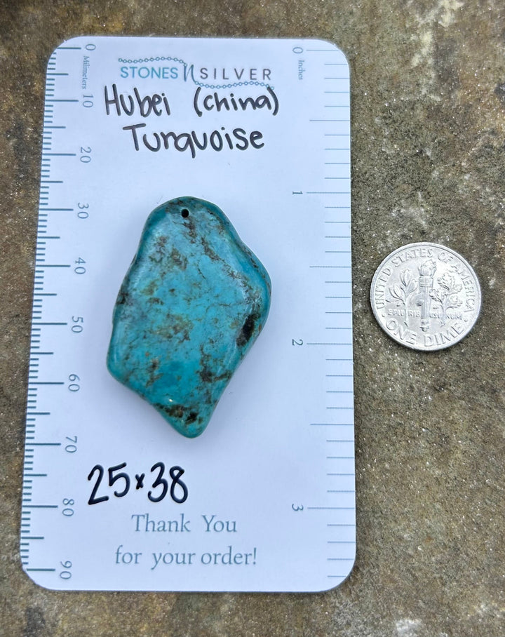 Hubei Turquoise (China) Focal Pendant Bead 25x38mm