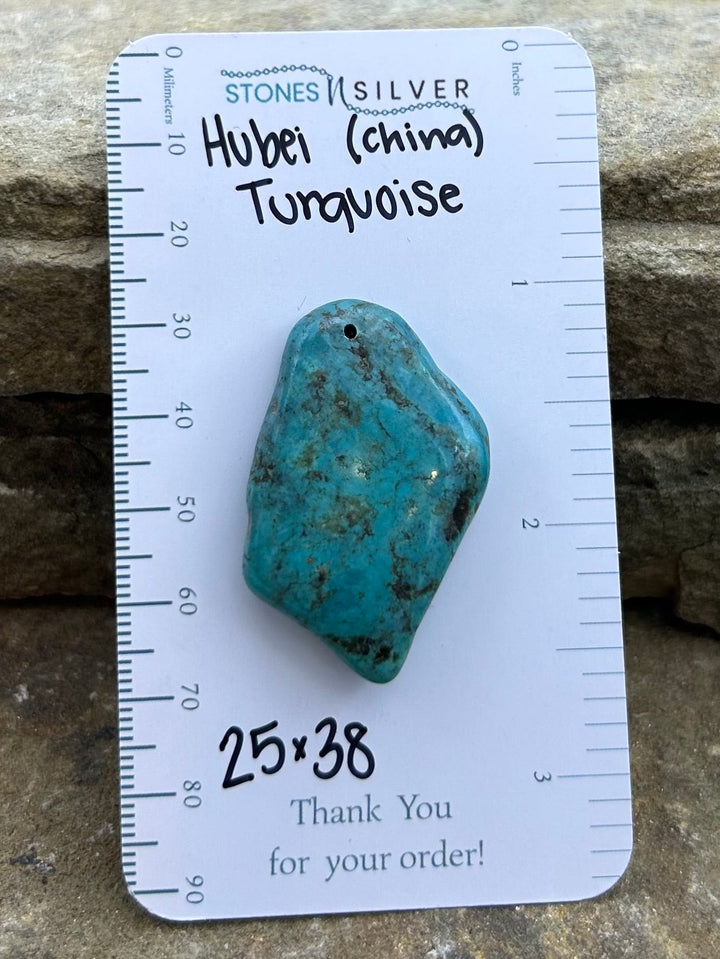 Hubei Turquoise (China) Focal Pendant Bead 25x38mm