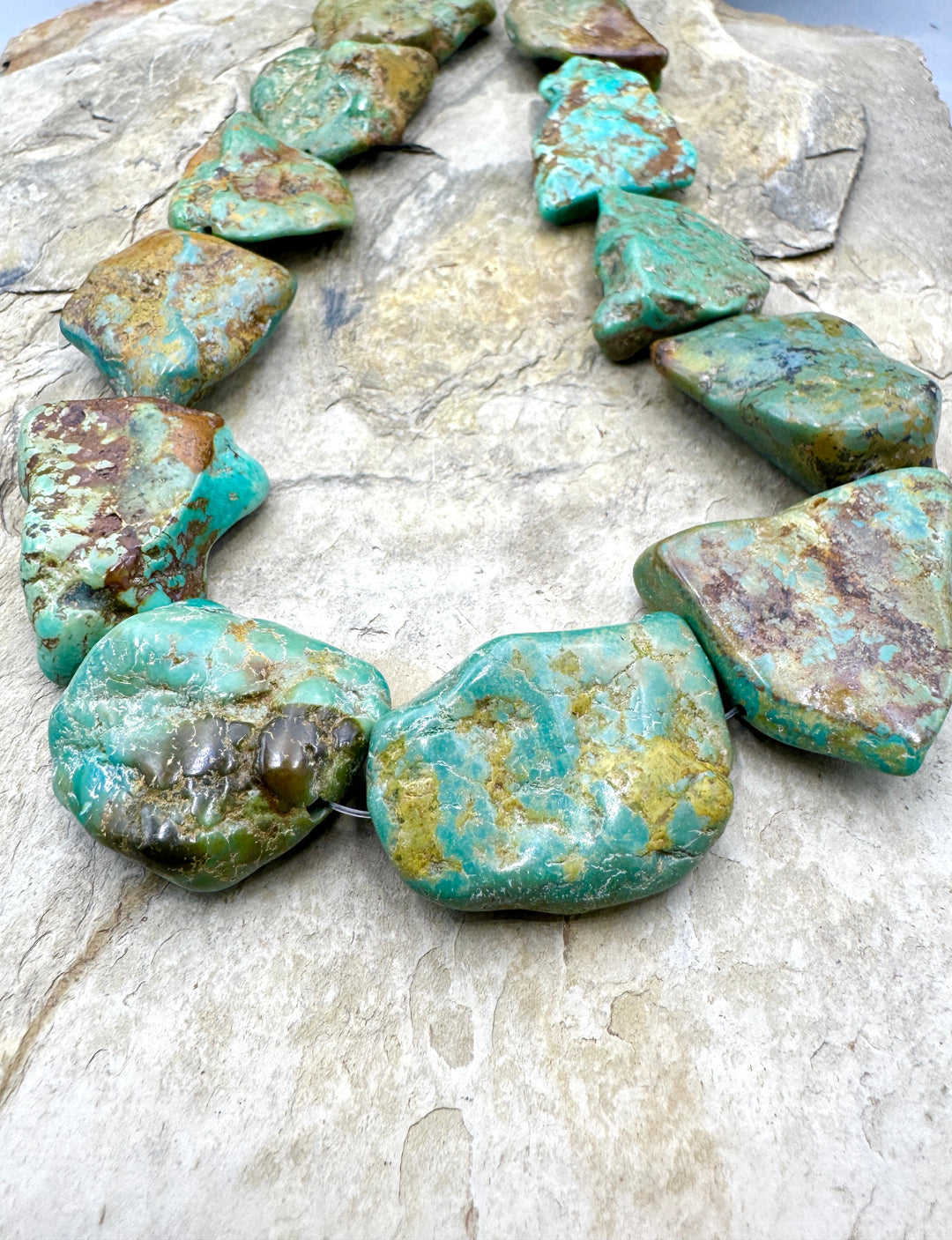 Hubei Turquoise (China) HUGE 25-45mm Flat Freeform Bead