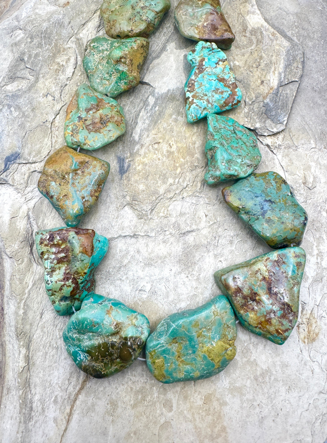 Hubei Turquoise (China) HUGE 25-45mm Flat Freeform Bead