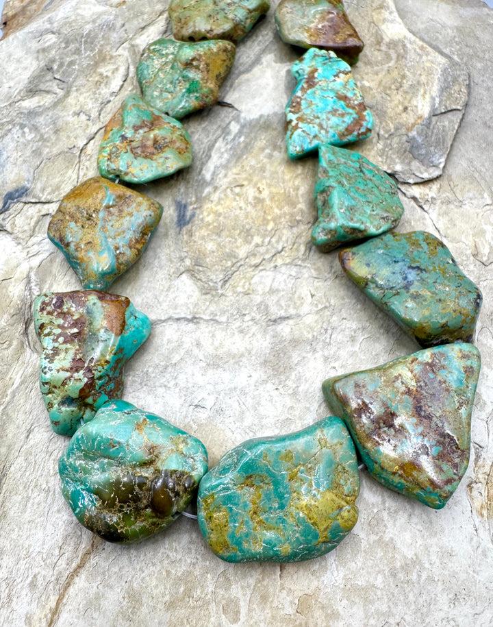 Hubei Turquoise (China) HUGE 25-45mm Flat Freeform Bead