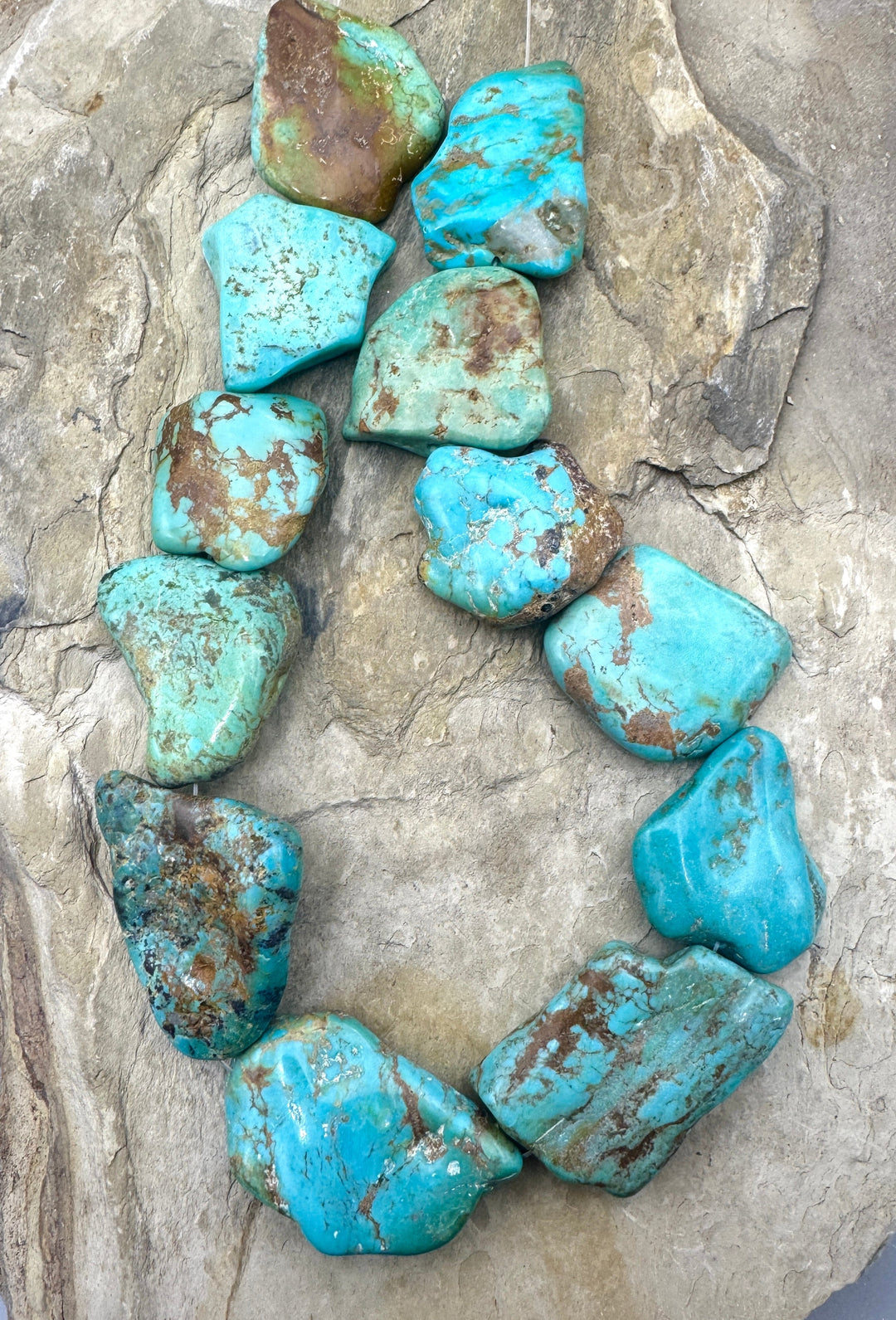 Hubei Turquoise (China) HUGE 25 45mm Flat Freeform Bead