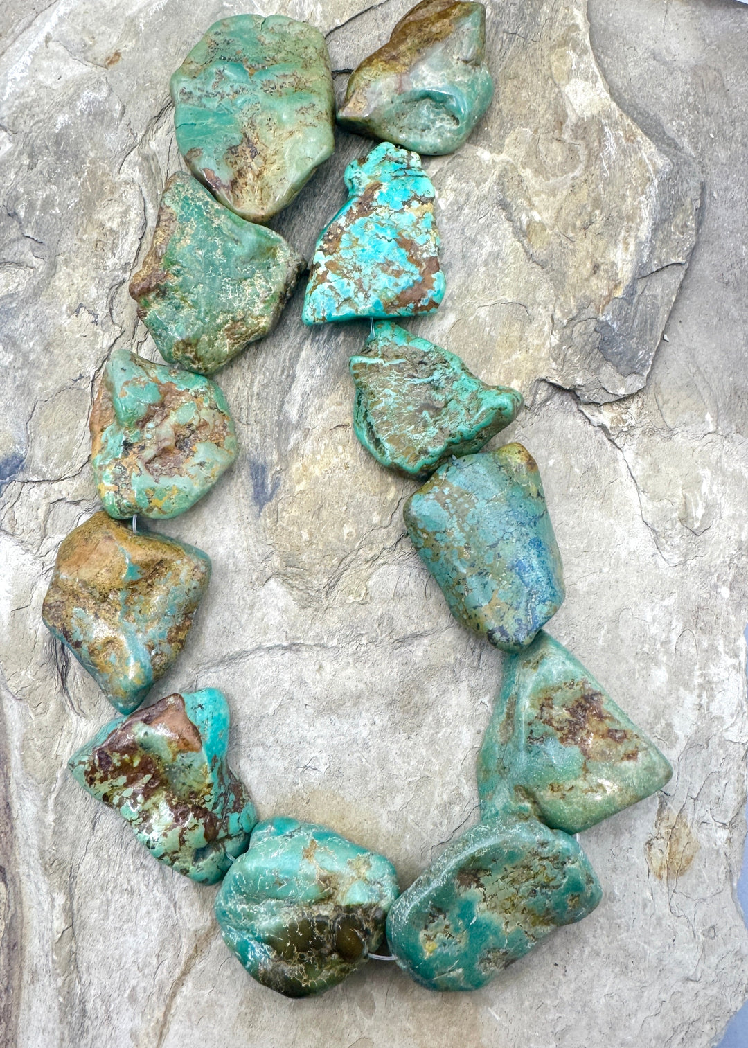 Hubei Turquoise (China) HUGE 25 45mm Flat Freeform Bead