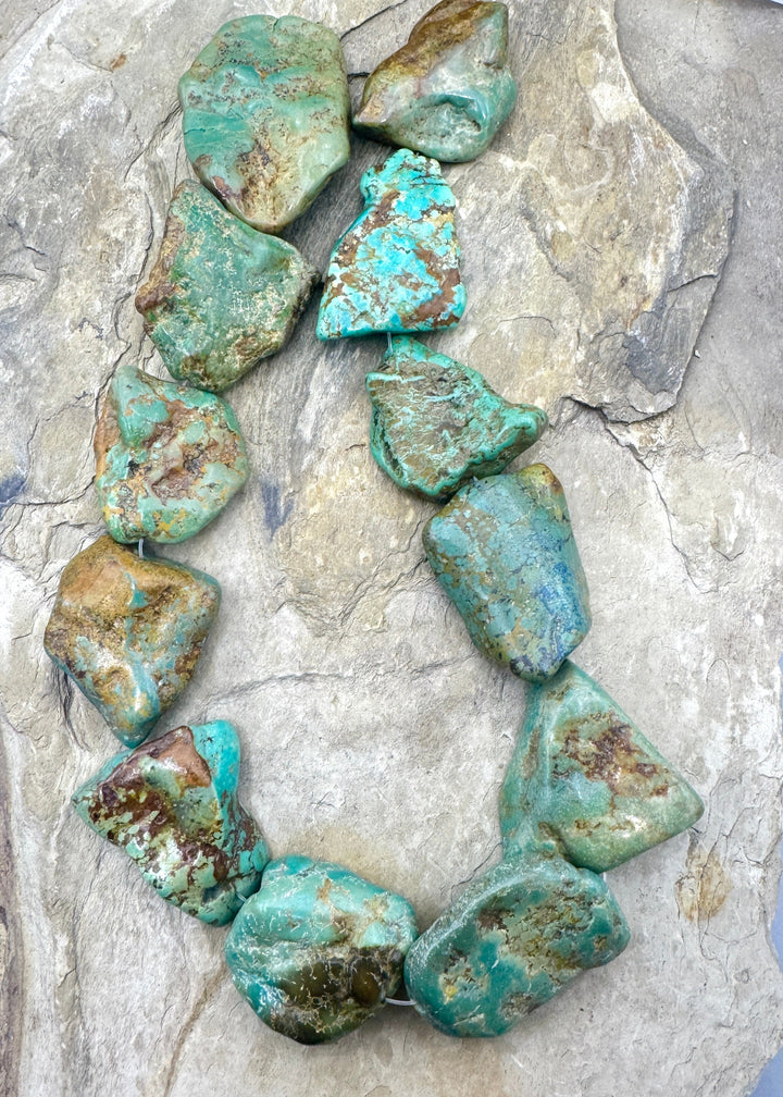 Hubei Turquoise (China) HUGE 25 45mm Flat Freeform Bead