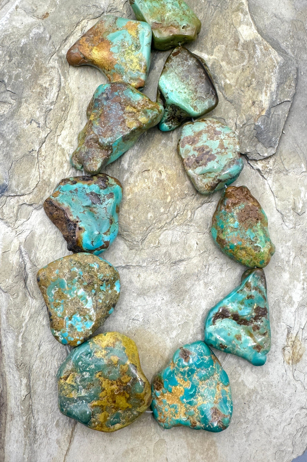 Hubei Turquoise (China) HUGE 25 45mm Flat Freeform Bead