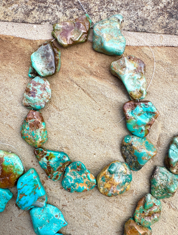 Hubei Turquoise (China) HUGE 25 45mm Flat Freeform Bead