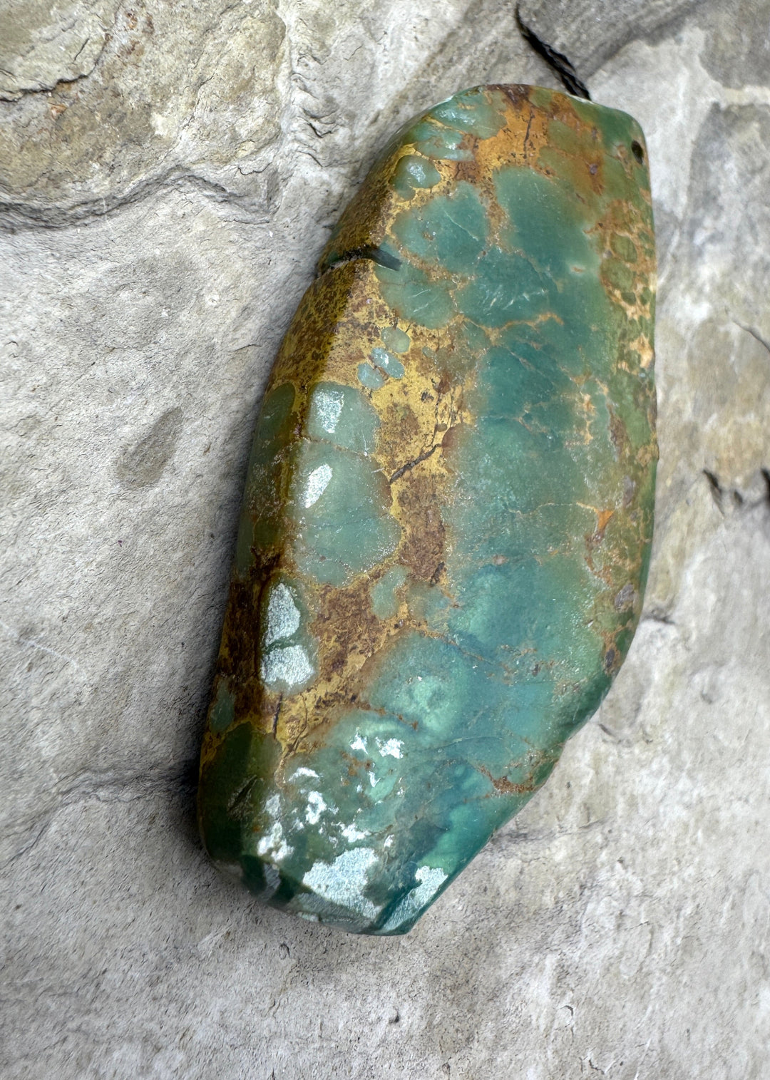 Hubei Turquoise (China) HUGE Primitive Round Focal Bead