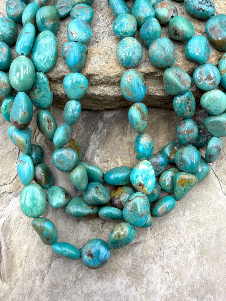 Hubei Turquoise (China) Smooth Nugget Beads 10x10-12x18mm