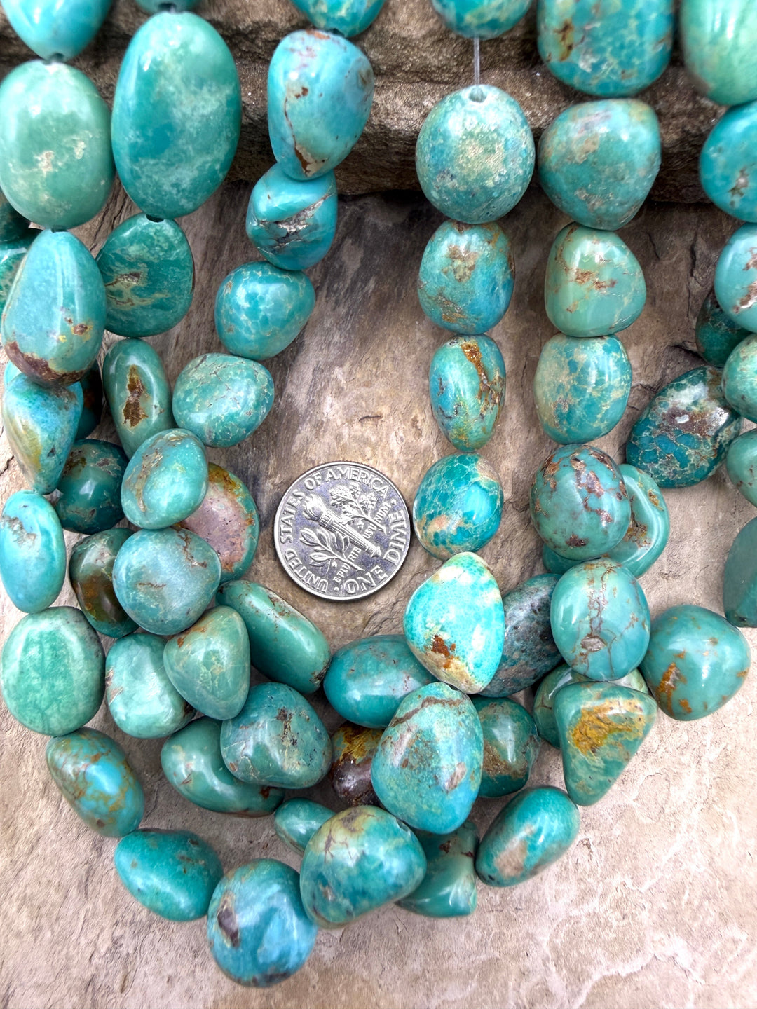 Hubei Turquoise (China) Smooth Nugget Beads 10x10-12x18mm