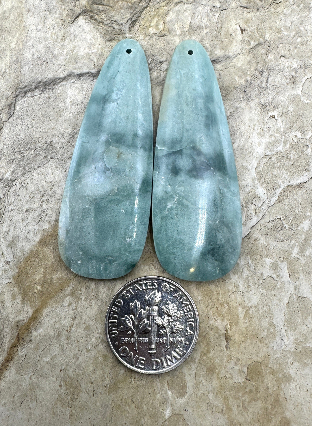 Imperial Jasper BIG Matrching Earring Bead Slab Pair