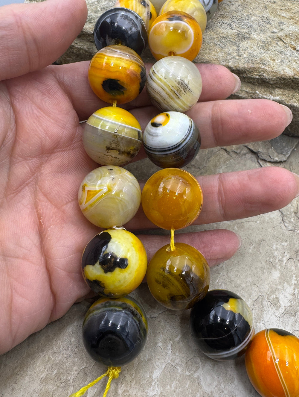 Incredible Bumblebee Jasper Big 20mm Round Beads 15 inch