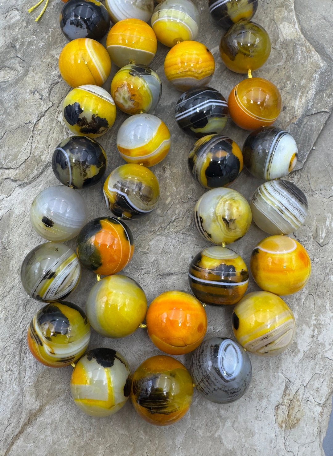 Incredible Bumblebee Jasper Big 20mm Round Beads 15 inch