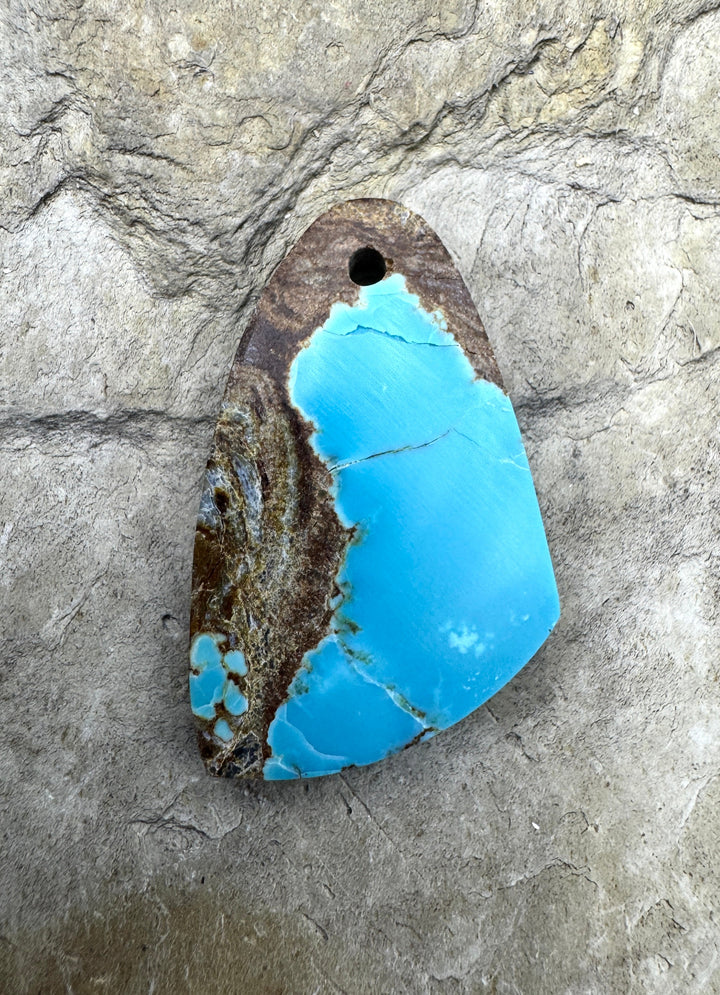 Ithaca Peak Turquoise (Arizona) Focal Bead Pendant 19x31mm