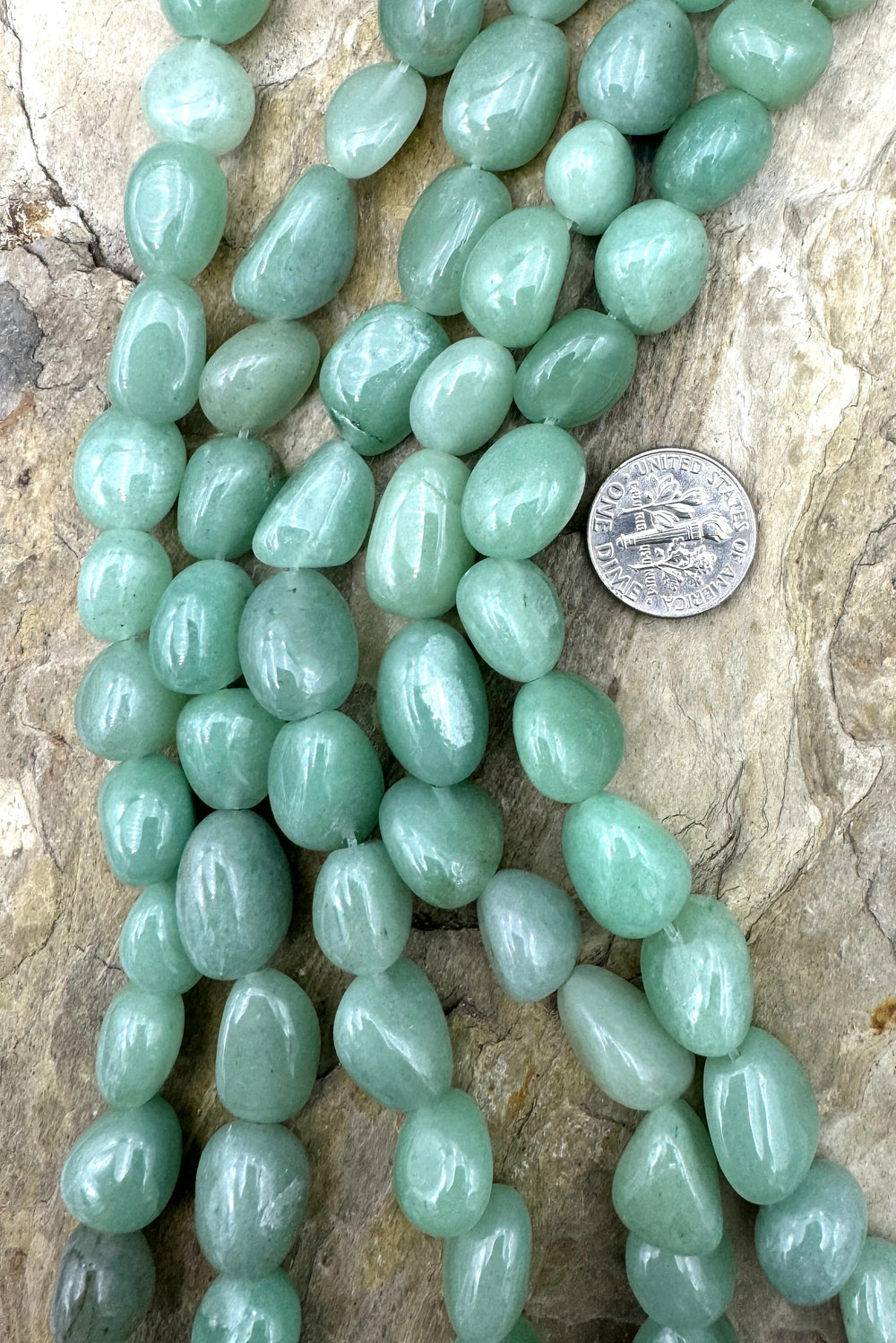 Jade 10x15mm Nugget beads 16 inch strand - Jade