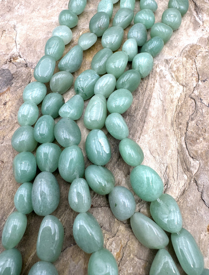 Jade 10x15mm Nugget beads 16 inch strand - Jade