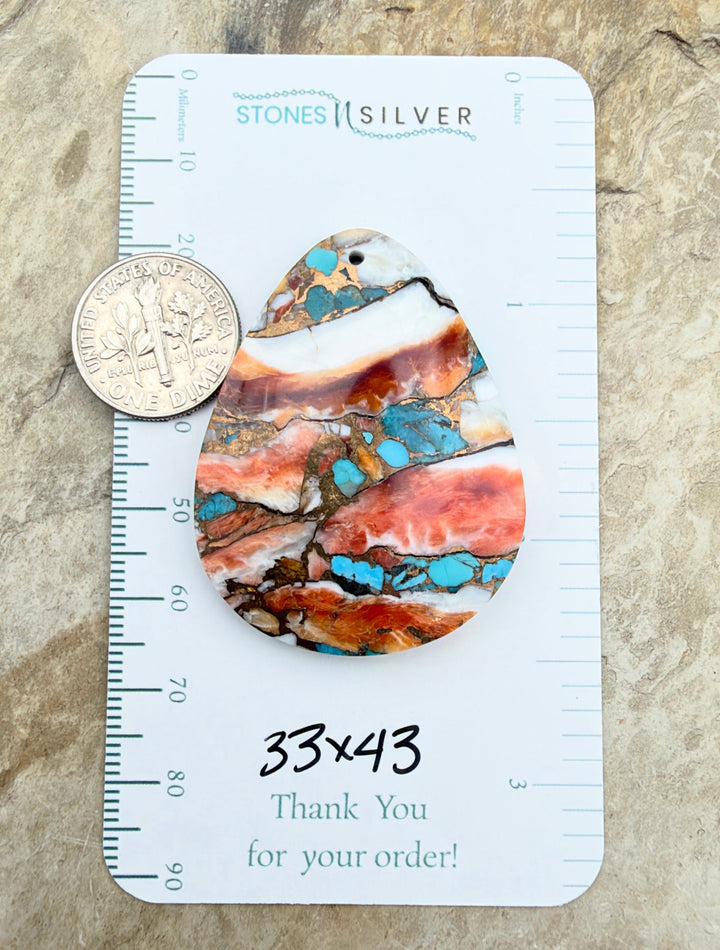 Kingman Turquoise and Orange Spiny Oyster with Bronze