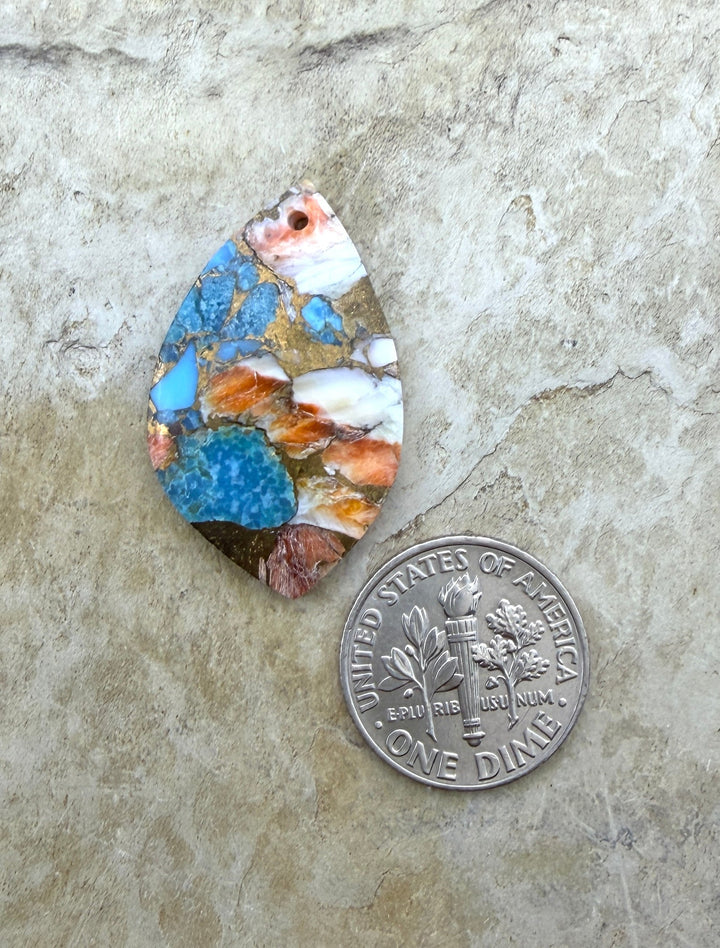 Kingman Turquoise and Orange Spiny Oyster with Bronze
