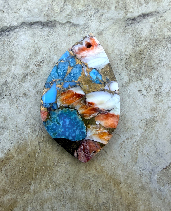 Kingman Turquoise and Orange Spiny Oyster with Bronze