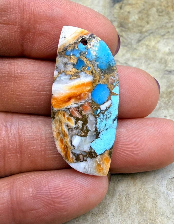 Kingman Turquoise and Orange Spiny Oyster with Bronze