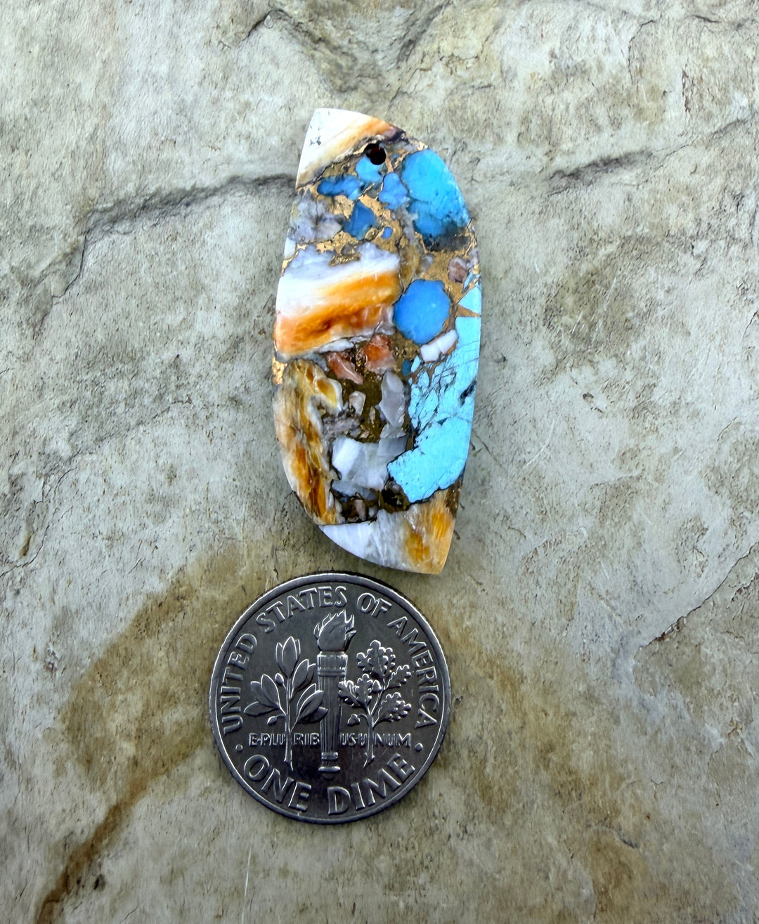 Kingman Turquoise and Orange Spiny Oyster with Bronze