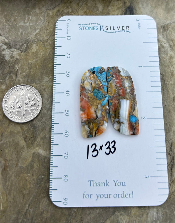 Kingman Turquoise and Orange Spiny Oyster with Bronze