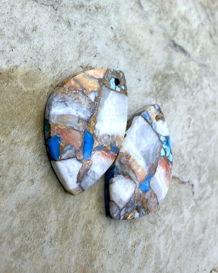 Kingman Turquoise and Orange Spiny Oyster with Bronze