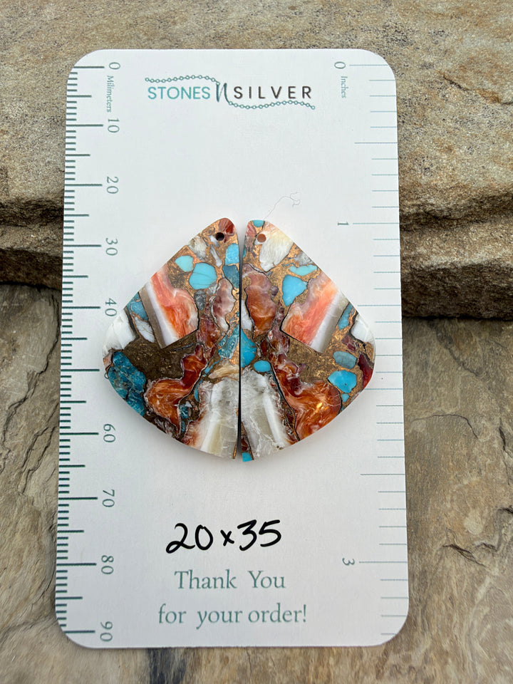 Kingman Turquoise and Orange Spiny Oyster with Bronze