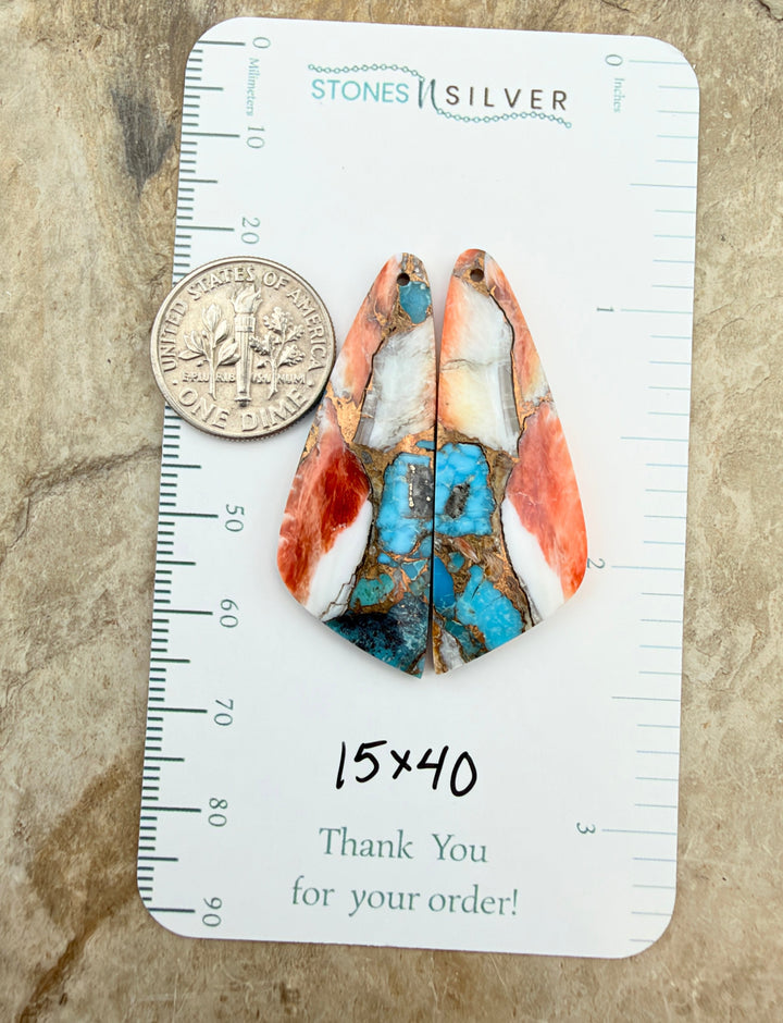 Kingman Turquoise and Orange Spiny Oyster with Bronze