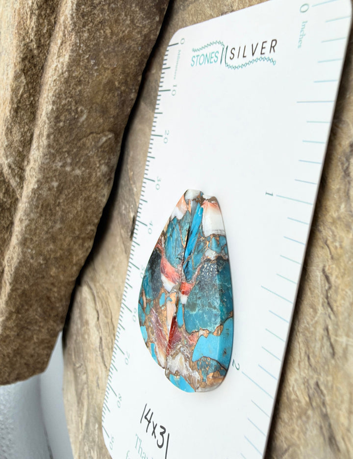 Kingman Turquoise and Orange Spiny Oyster with Bronze