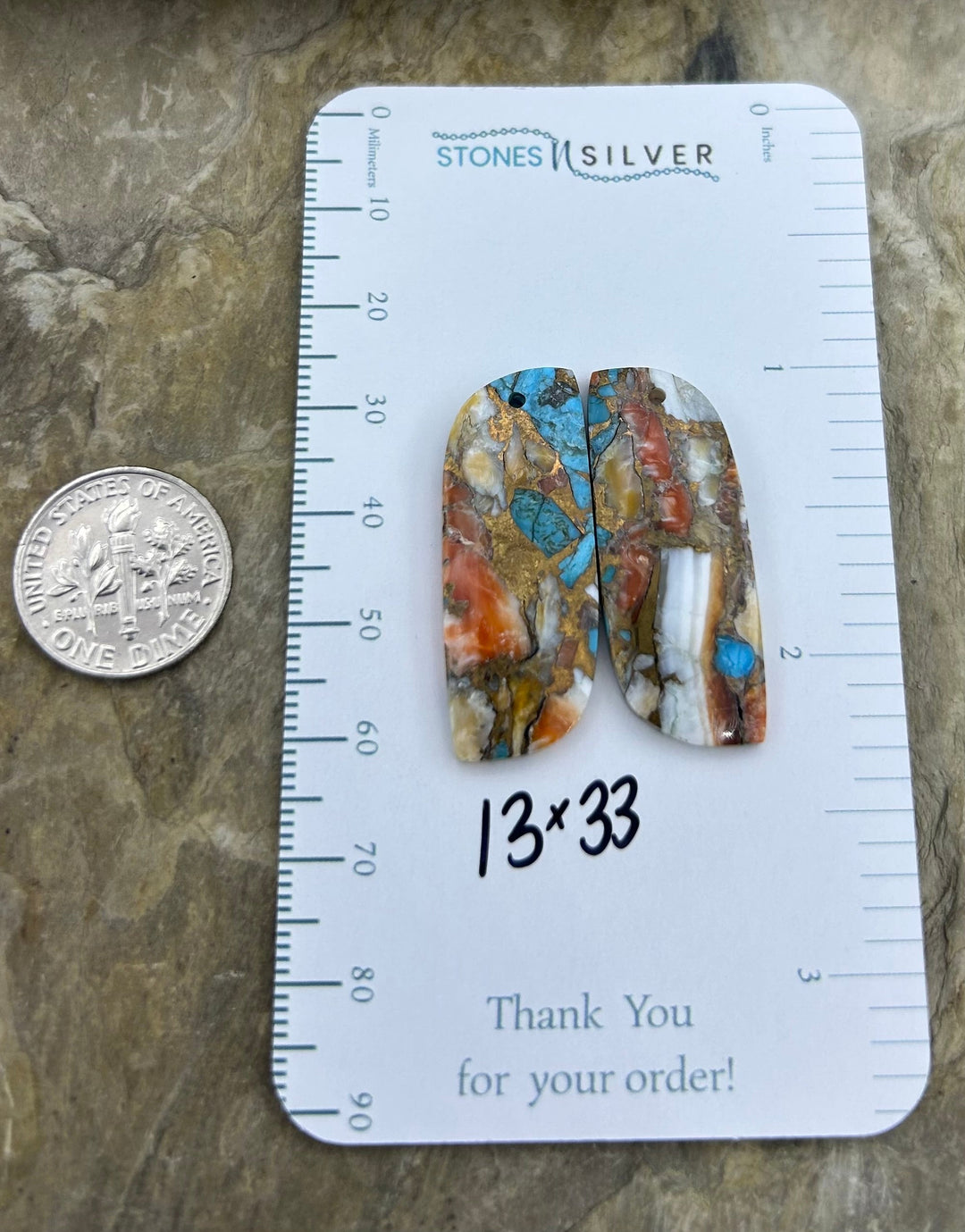 Kingman Turquoise and Orange Spiny Oyster with Bronze