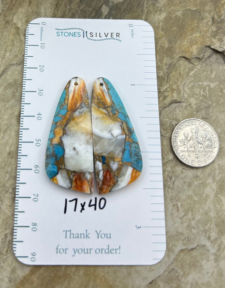 Kingman Turquoise and Orange Spiny Oyster with Bronze