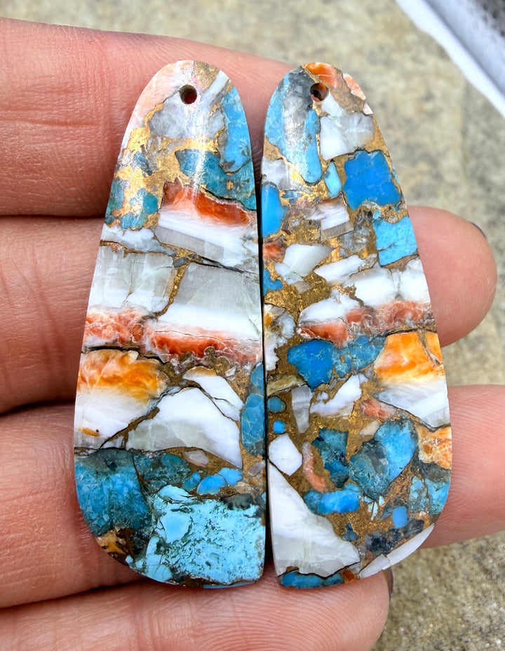 Kingman Turquoise and Orange Spiny Oyster with Bronze