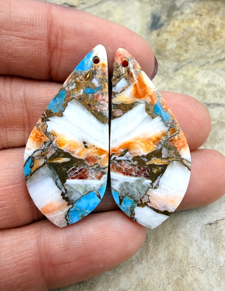 Kingman Turquoise and Orange Spiny Oyster with Bronze