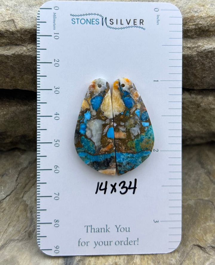 Kingman Turquoise and Orange Spiny Oyster with Bronze