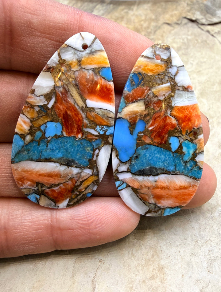 Kingman Turquoise and Orange Spiny Oyster with Bronze