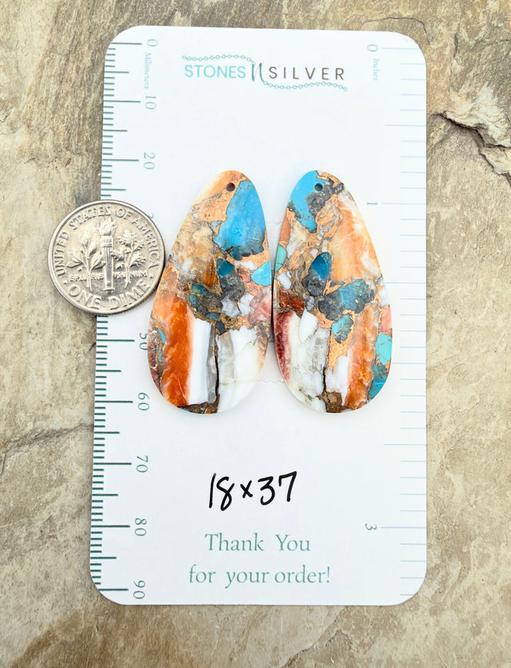 Kingman Turquoise and Orange Spiny Oyster with Bronze