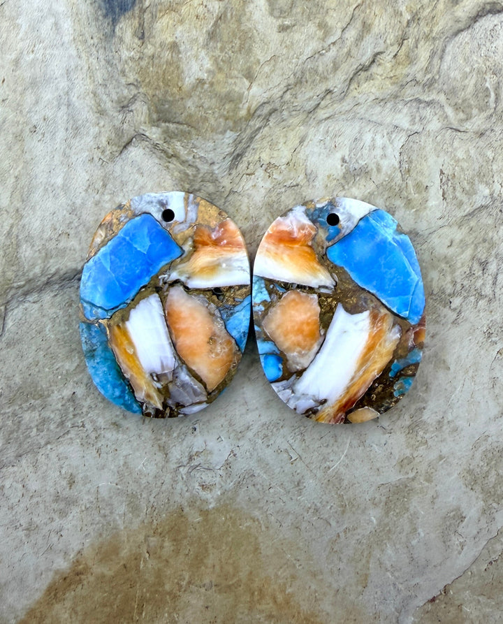Kingman Turquoise and Orange Spiny Oyster with Bronze