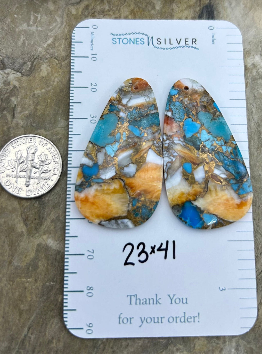 Kingman Turquoise and Orange Spiny Oyster with Bronze