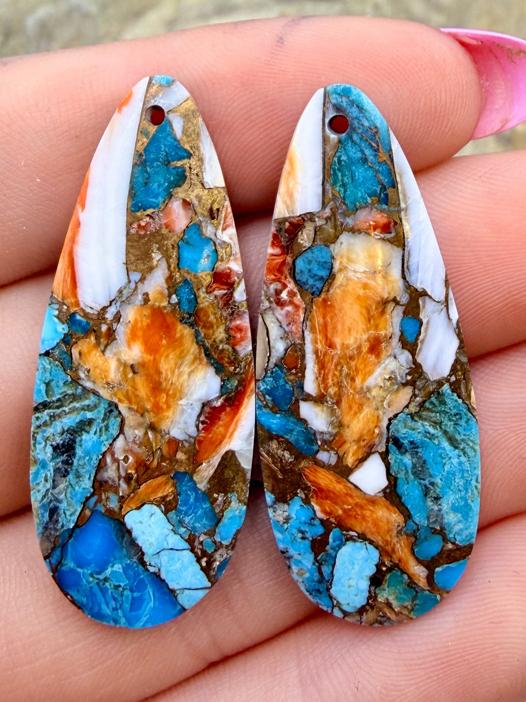 Kingman Turquoise and Orange Spiny Oyster with Bronze