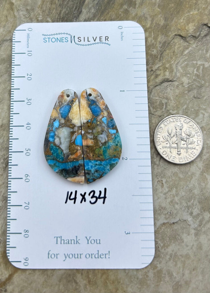 Kingman Turquoise and Orange Spiny Oyster with Bronze